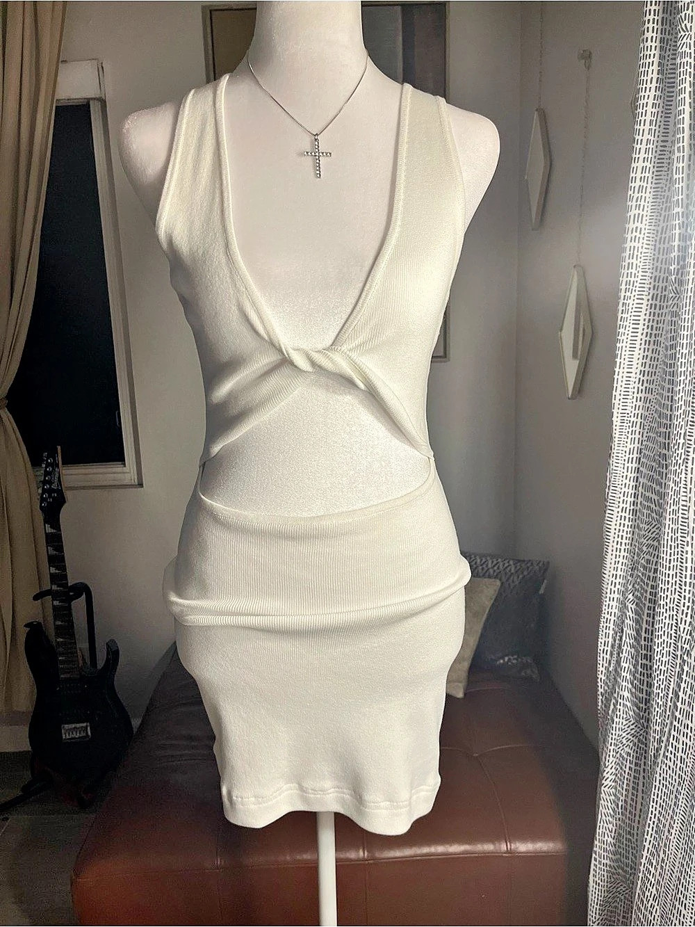 Windsor Bare It Back Knot Detail Mini Dress, White